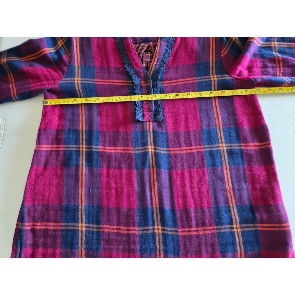 Soft Surroundings Womens XS Plaid Flannel Tunic Top Crochet Lace Trim - Picture 6 of 8